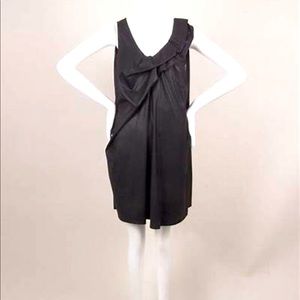 Chloe Dark Grey Wool Ruffle Dress w Size Zippers